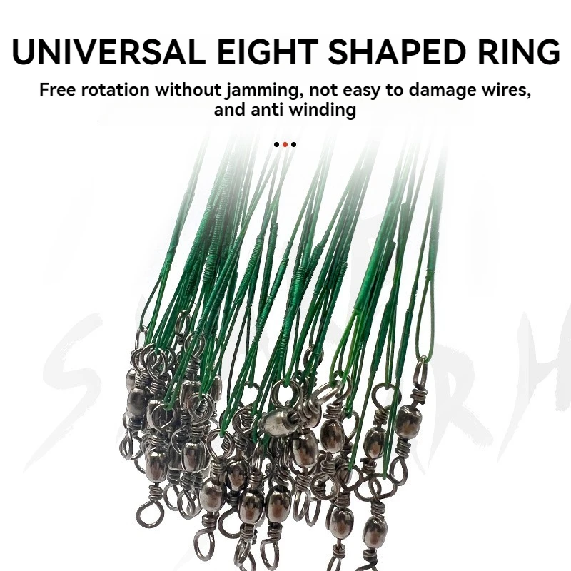 Señuelo de alambre frontal antimordida, sedal de pesca líder de acero con accesorio giratorio, núcleo de plomo, pesca en alta mar, herramienta de anzuelo a presión - imagen 5