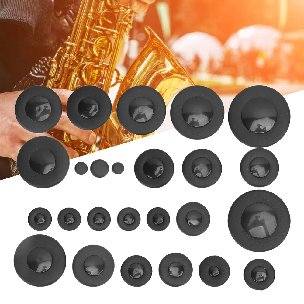  25 almohadillas para saxofón de piel de oveja. Base ABS Tamaño múltiple Almohadillas para instrumentos de viento Negro Almohadillas de piel de oveja Reemplazo de almohadilla de saxofón - imagen 5