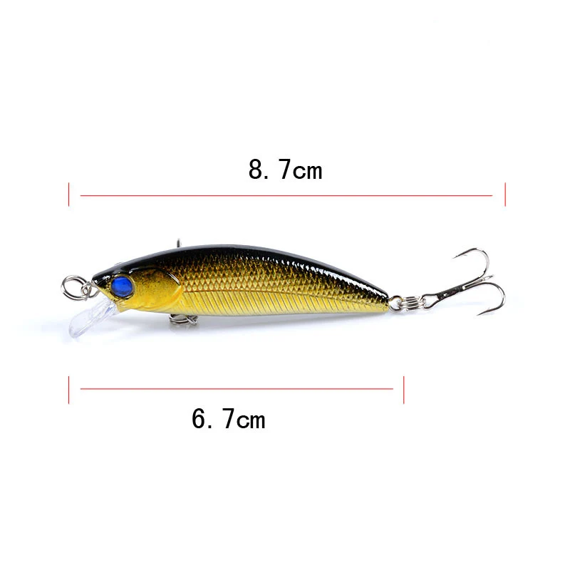 Señuelo de pesca Minnow 67mm 5g ojos 3D Crankbait wobbler cebo duro de plástico Artificial aparejos de pesca - imagen 5
