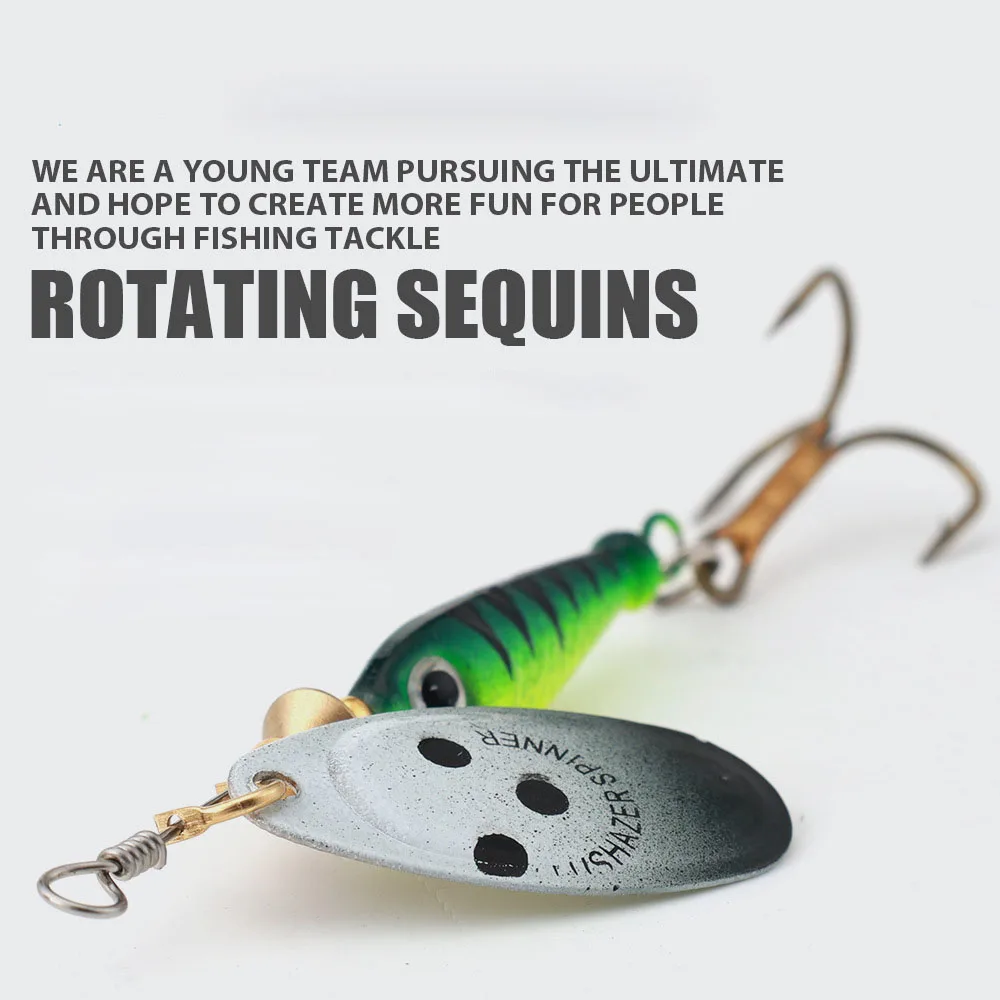 Señuelos de pesca giratorios de Metal, 11g, 15g, 18g, lentejuelas, Iscas, cebos artificiales, VIB de Metal, carpa dura, Lucio, anzuelo triple - imagen 4
