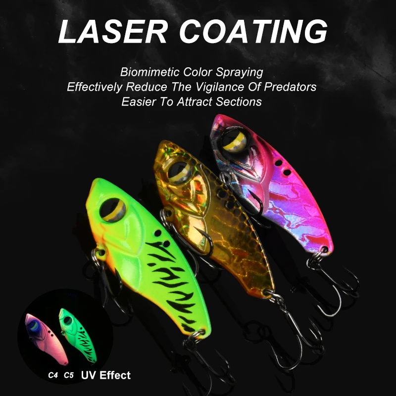 TEASER 5 unids/caja señuelo de Metal VIB cebo de pesca hundimiento imitación cebo duro vibración señuelo doble anillo reforzado anzuelo triple - imagen 4