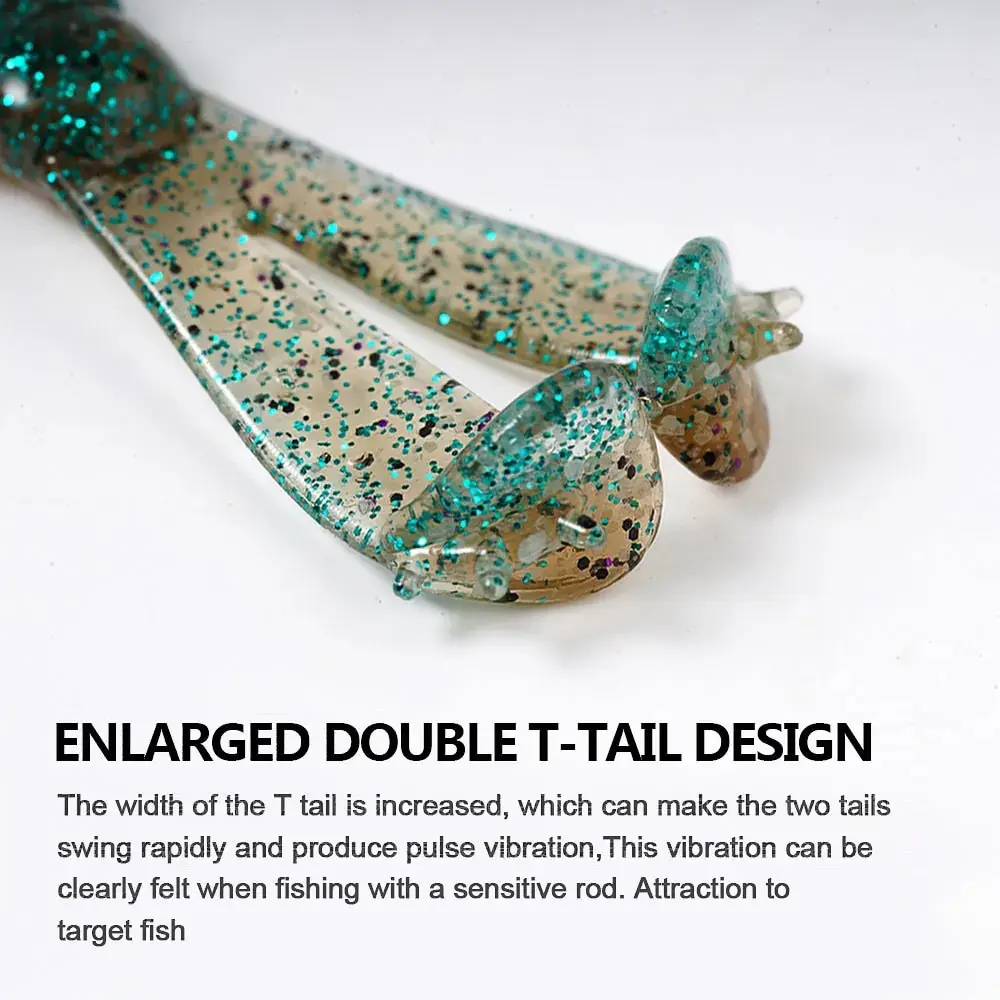 SUNMILE 10 Uds Diver Grub señuelo de pesca suave colas gemelas saladas TPR 10X cebo de gusano suave resistente silicona Wobbler Leurre - imagen 3