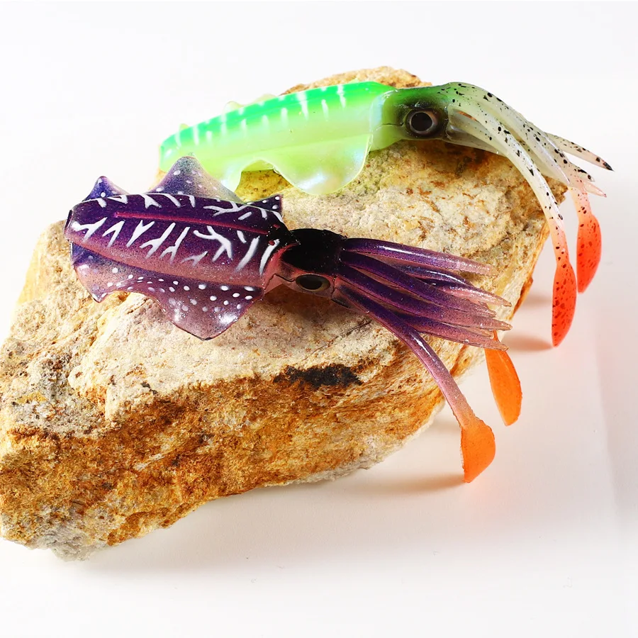 Señuelo de pesca simulación de calamar cebo suave 6,5 cm 10 cm brillo UV manga pescado 2g 7g señuelos artificiales Jig Head cebos 1 pieza venta - imagen 4