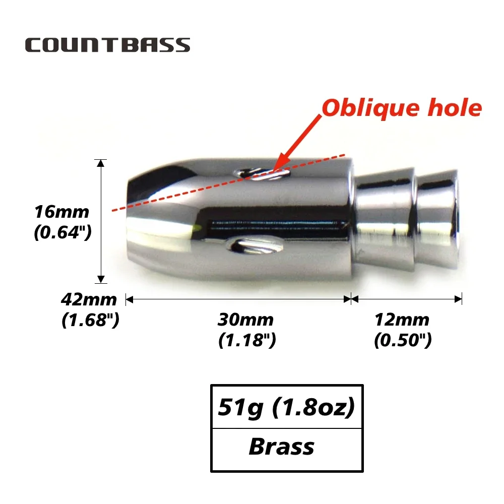 COUNTBASS 1,8 oz cabeza de chorro de bala de latón de níquel, señuelo de pesca de juego, señuelos Kinfish de atún Wahoo Marline Sailfish - imagen 3