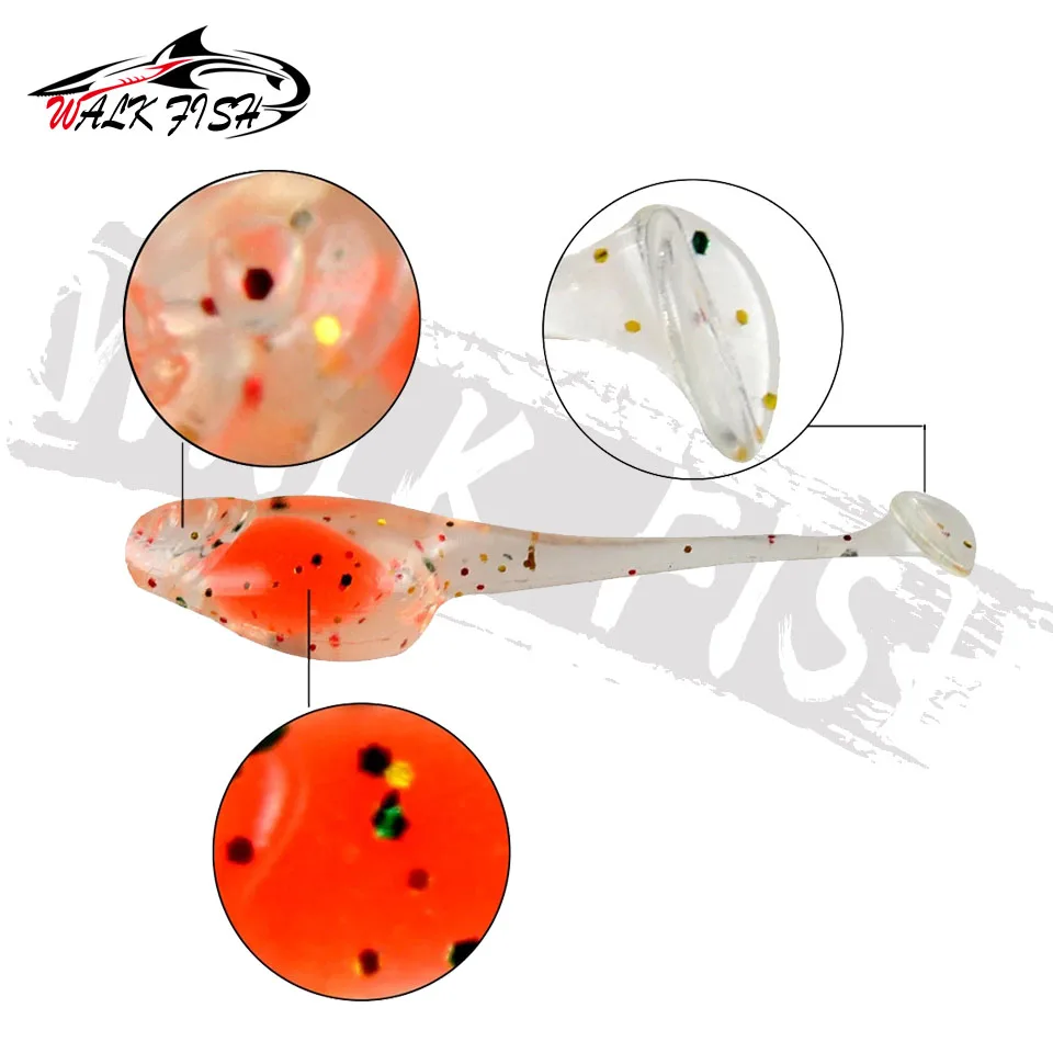 WALK FISH-SEÑUELOS DE gusano suave para pesca, cebo de silicona de 5cm y 0,8g, 12 piezas, TPE, Swimbait, gusanos, Jigging, trucha, Wobblers - imagen 4