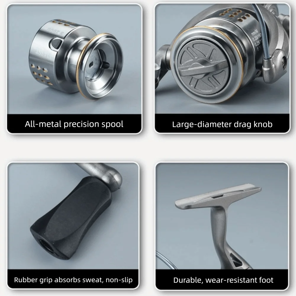 Carrete de pesca giratorio con relación de engranaje 5,2: 1, modelo 1000-7000, equilibrio antivibración, rueda de sedal de pesca de mar, copa de sedal de Metal resistente al desgaste - imagen 3
