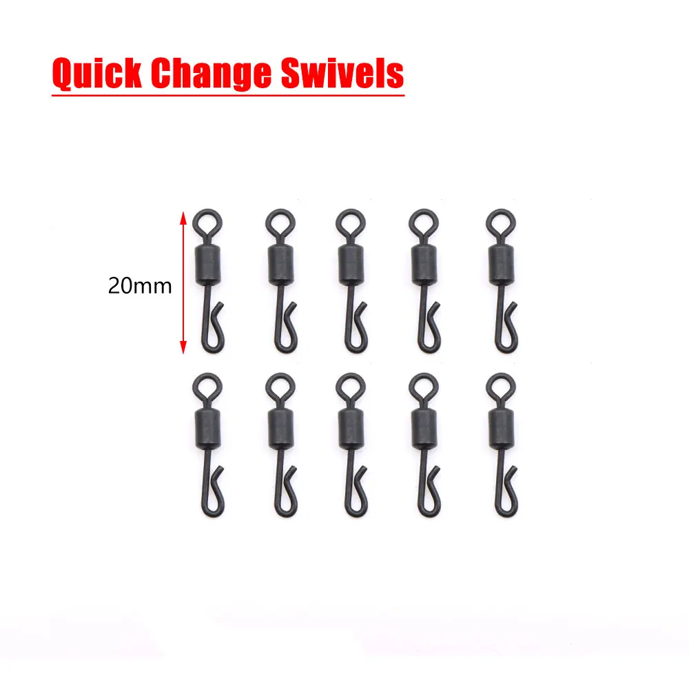 Juego de 10 accesorios de pesca de carpa, Kit de aparejos de aparejo de pelo de helicóptero, funda antienredos, Clip de plomo giratorio de pesca QC para herramienta de pesca - imagen 5