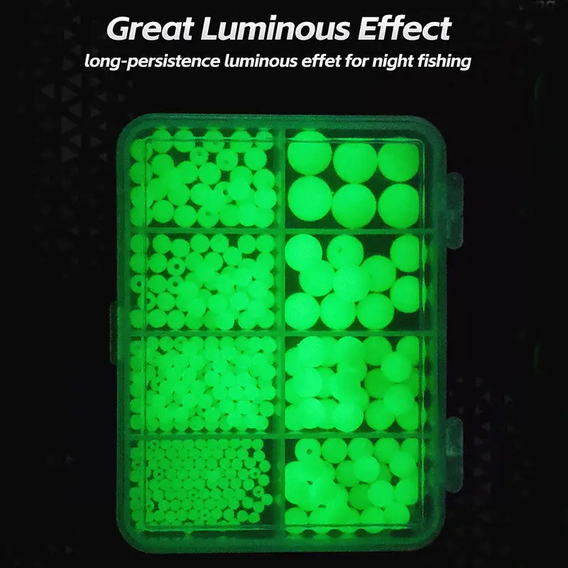 346 Uds Kit de cuentas luminosas accesorios de pesca cuentas Combo 8 tamaños en una caja cuentas de pesca de alta calidad - imagen 5