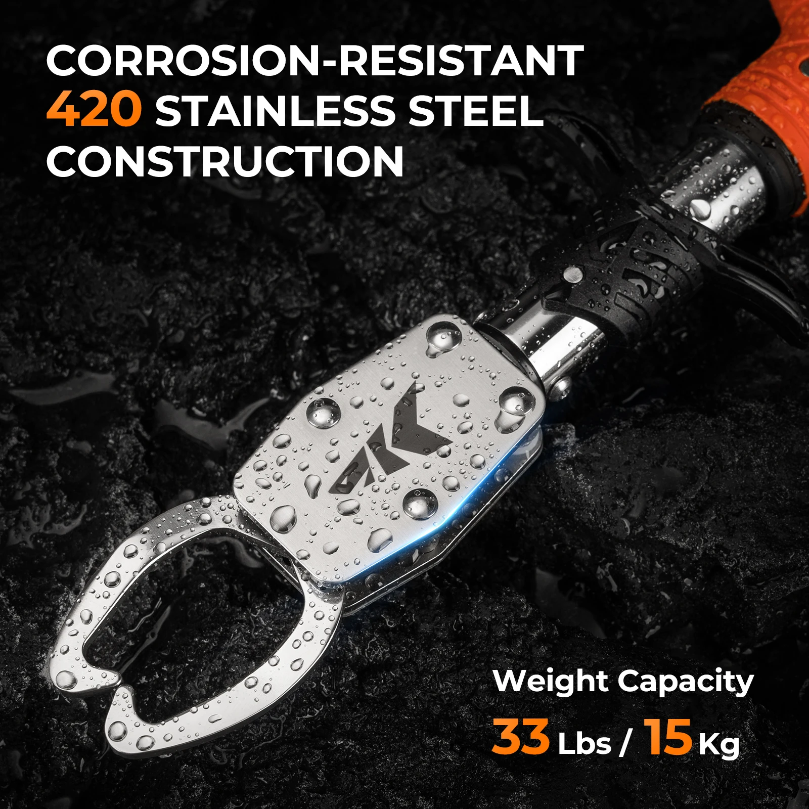 KastKing Paradox Agarre de labio de pistola de 11 pulgadas Resistente a la corrosión Acero inoxidable 420 Mango ergonómico antideslizante de elastómero Fácil de usar - imagen 4