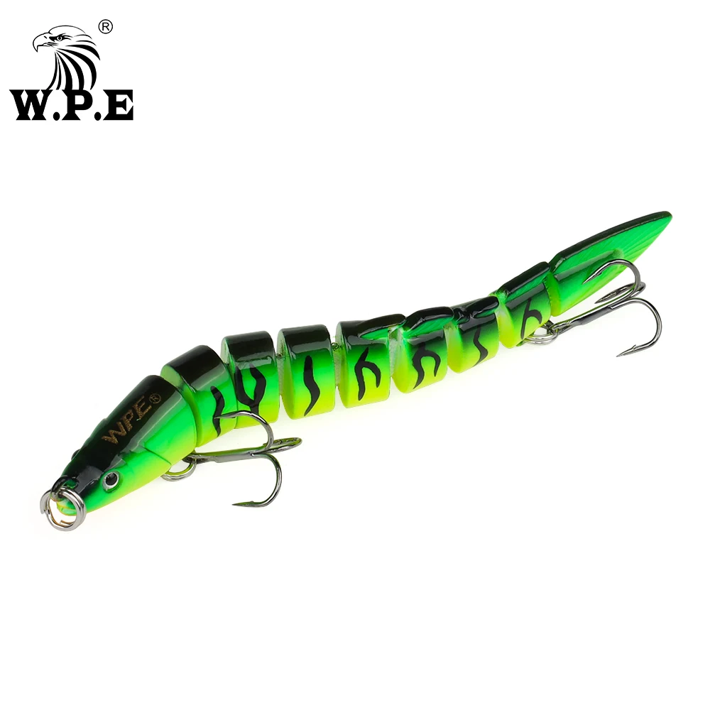 W.P.E-señuelo de pesca de cuerpo Multi articulado, 1 piezas, 100mm, Swimbait, señuelo de plantilla de lubina, señuelo falso con anzuelo triple, aparejos de pesca - imagen 5