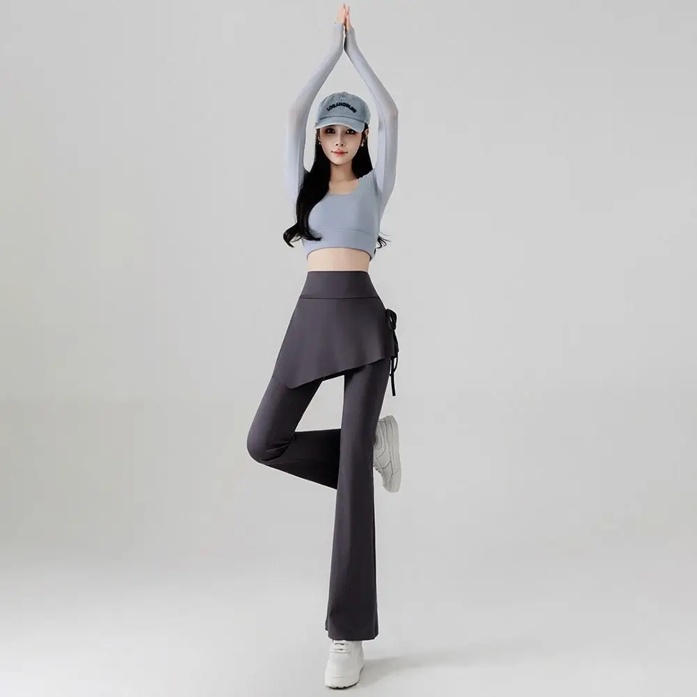 Pantalones yoga acampanados efecto piezas con cordón anti-transparencia - imagen 5