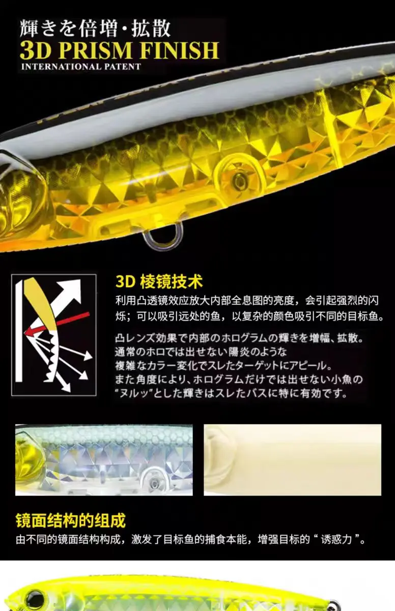 Japón importado YO ZURI Youzhu R1434 señuelo tipo lápiz flotante cebo falso 3D prisma perca boca cebo duro - imagen 5