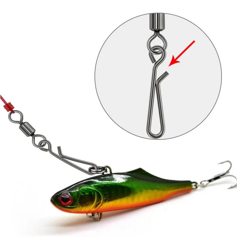 50 Uds. De gancho de pesca giratorio para colgar, anzuelo de pesca de acero inoxidable, conector de cebo, aparejos de pesca de mar para lubina, trucha - imagen 4