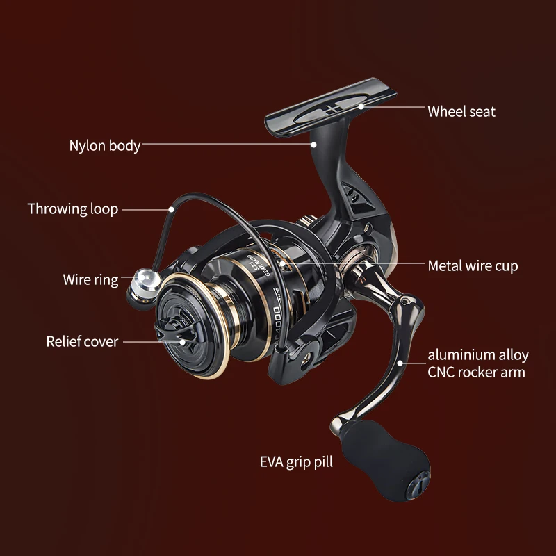 Carrete de pesca DEKIO serie AC 800-7000, arrastre máximo de 10kg, carrete de agua dulce, copa de línea de Metal, carrete giratorio de largo alcance - imagen 5