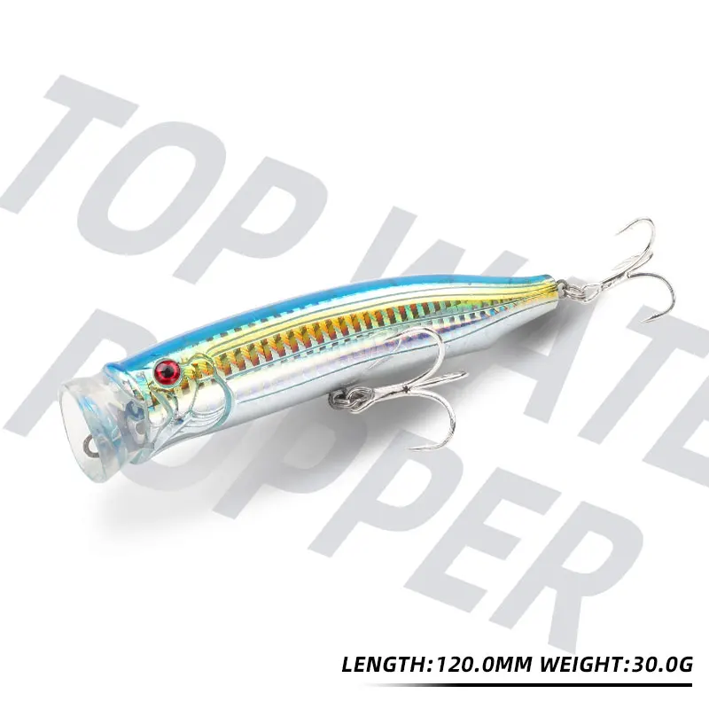 Señuelo de pesca Magic Works Popper Topwater, 30g, 120mm, Wobbler grande, cebo duro Artificial para Lucio, atún, superficie de mar - imagen 3