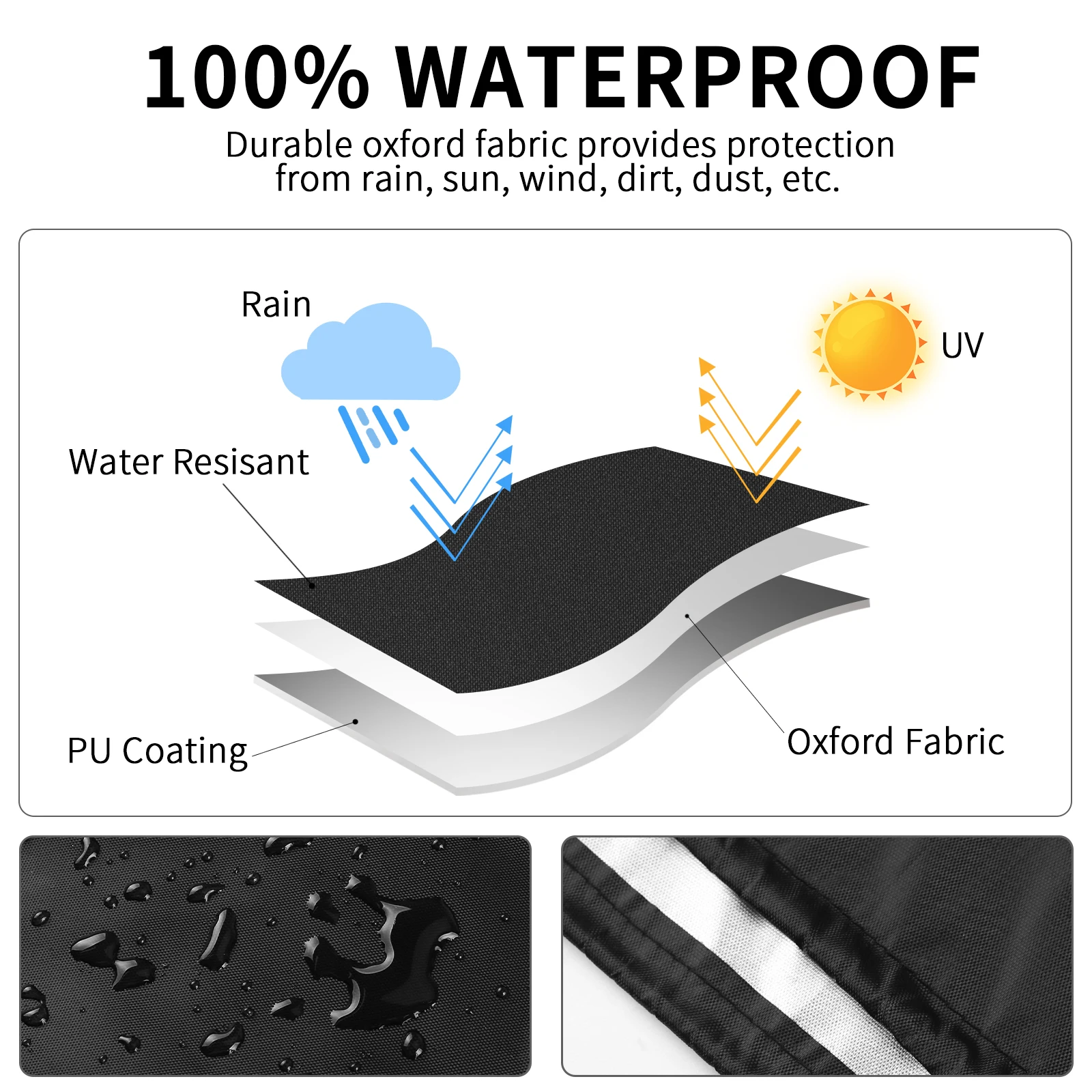 Cubiertas impermeables para calentador de Patio, cubierta para calentador de sombrilla, Protector de muebles de jardín, cubierta antipolvo multiusos con cremallera y bolsa de almacenamiento - imagen 3