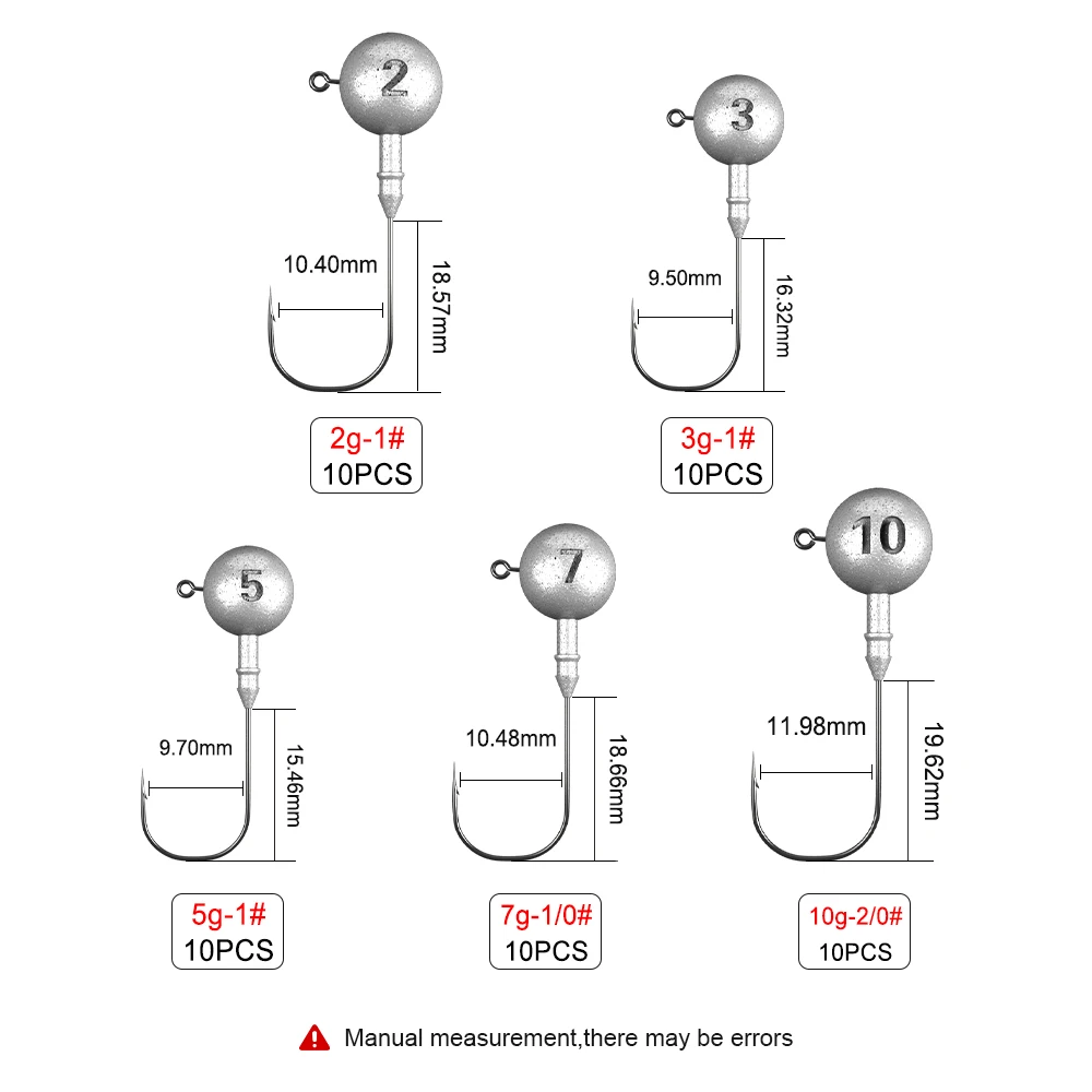 10 Uds anzuelo de cabeza de plantilla raíz Original manivela de plomo anzuelo de pesca Rockfish para señuelo de gusano suave productos de Pesca de lubina 1,75-120g lubina - imagen 3