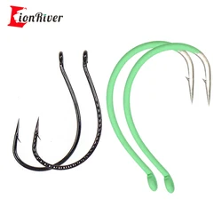 Lionriver Anzuelo gusano suave loco acero al carbono 4/0, espaciado