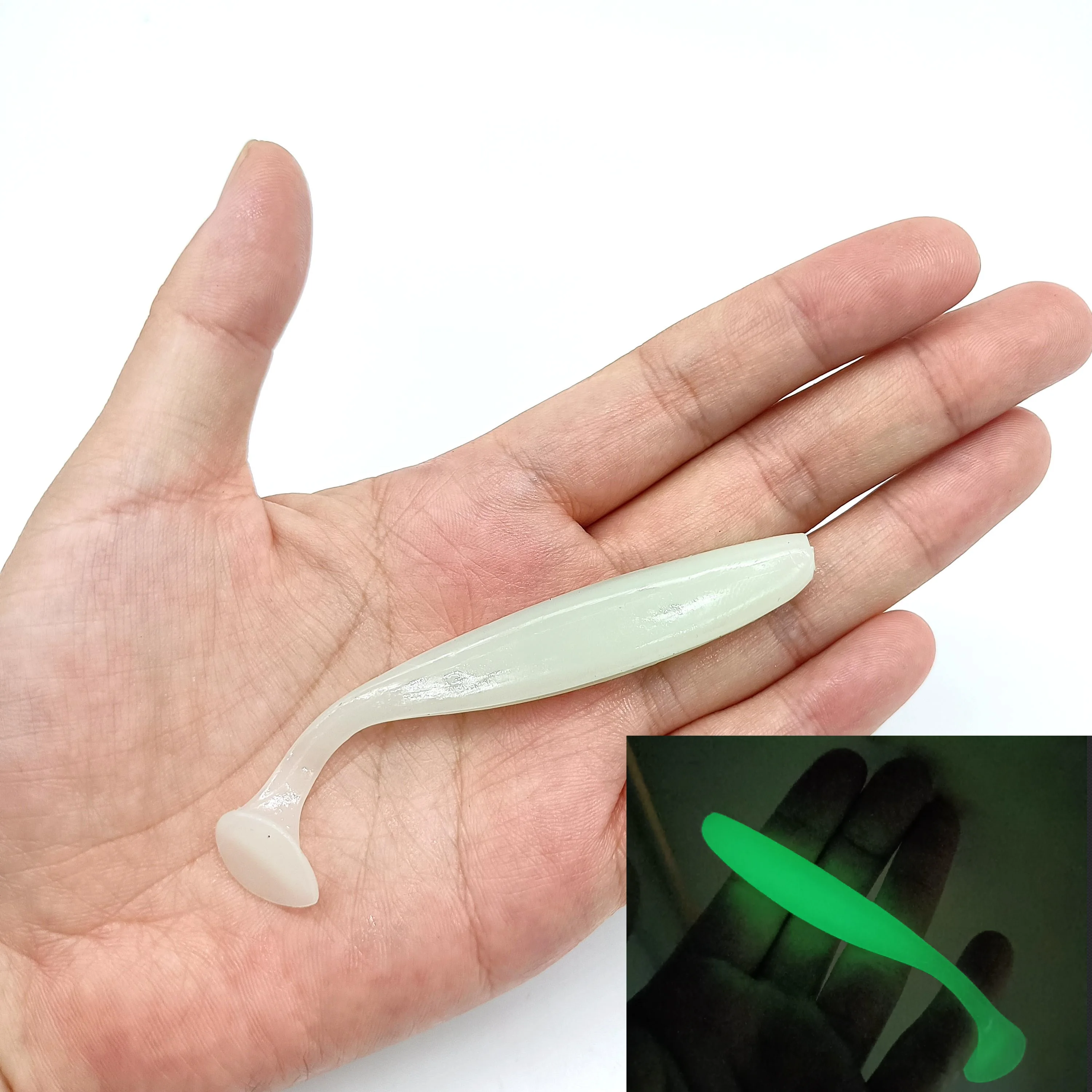 Hookfish-Cebo blando de gusano Sábalo, Jigging de cola en T, Wobblers de silicona artificial, Swimbait, Lucio, aparejos de pesca, 4,2g/90mm, 48 unidades por lote - imagen 3