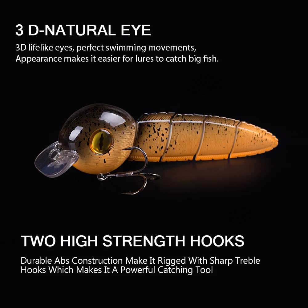 Tadpole-señuelo de pesca que se hunde, 6 pulgadas, 42g, Swimbait multiarticulado, Wobbler, Artificial, plástico duro falso, Minnow, aparejos de lucio - imagen 5