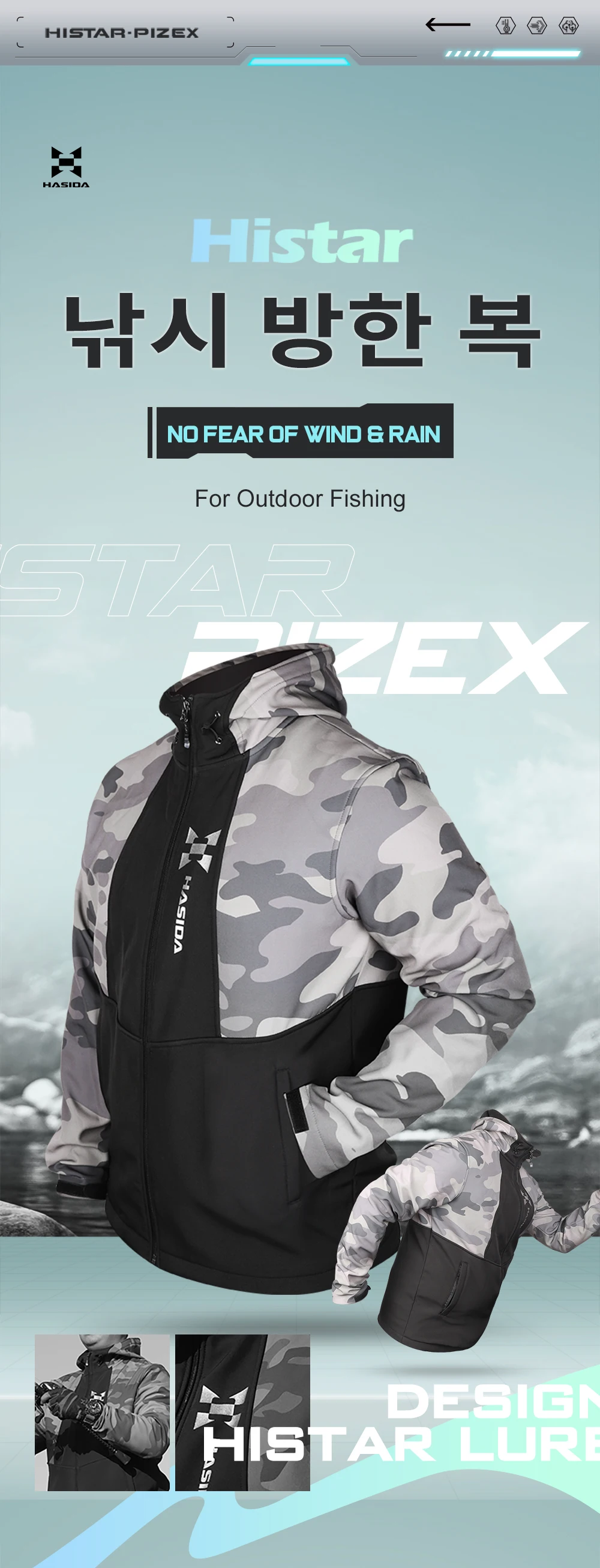 Chaqueta impermeable HISTAR vista frontal con capucha