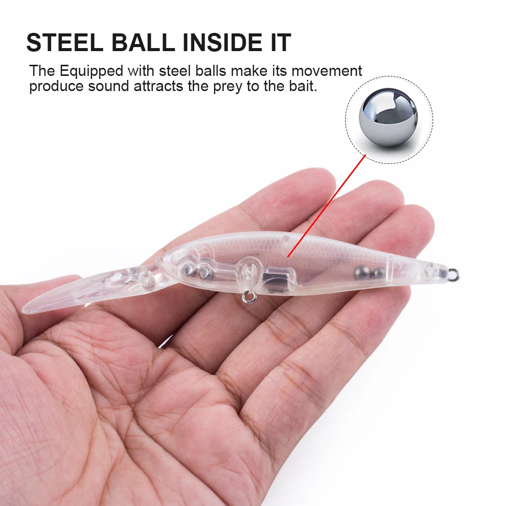 Hanlin 10/20 piezas 11,5 cm/8g Minnow flotante Glide Shad cebo Crankbait sin pintar señuelo de pesca espacios en blanco cuerpo duro Wobbler aparejos - imagen 4