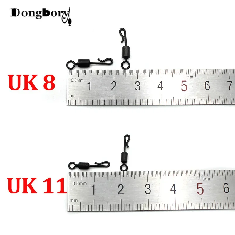 30 Uds. Clip Kwik de latón negro mate de cuerpo largo giratorio en forma de Q de cambio rápido para accesorio de aparejos terminales de pesca de carpa tamaño Reino Unido 8 11 - imagen 3