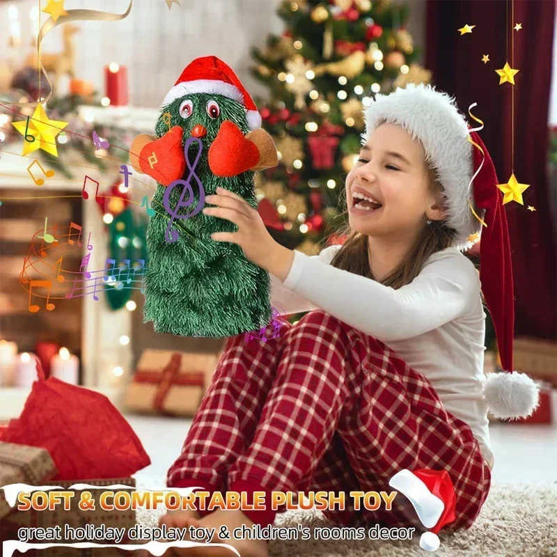 Juguetes de árbol de Navidad bailando y canto para niños, lindos juguetes de peluche verdes, música creativa, muñeco de peluche eléctrico, decoración del hogar, regalos de navidad - imagen 4