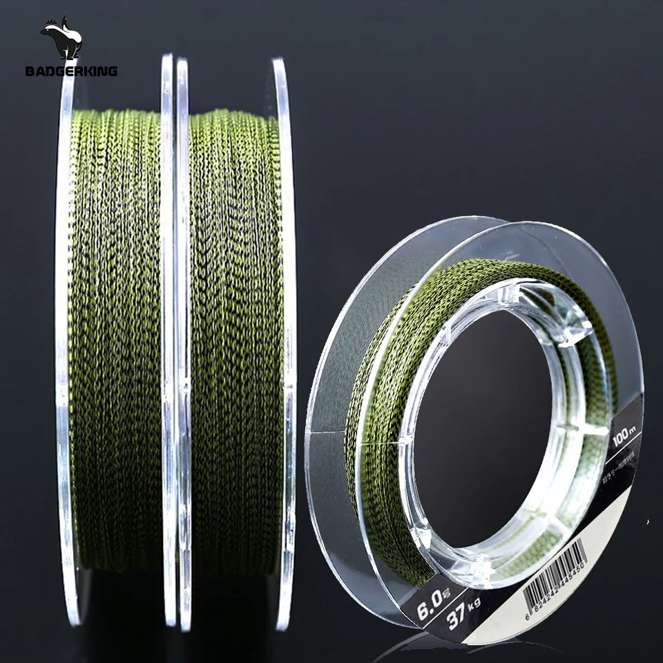 Línea de pesca trenzada de PE de 100m, multifilamento de camuflaje, bajo el agua invisible línea trenzada, 4 cuerdas - imagen 4