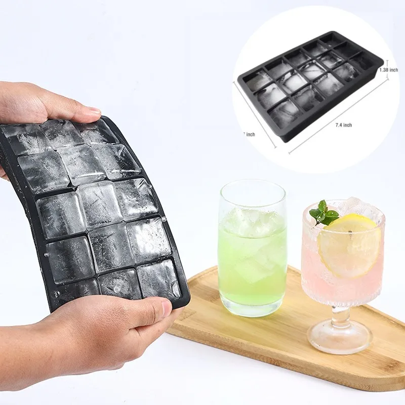 Nuevo molde para cubitos de hielo de silicona de 15 rejillas, bandeja cuadrada grande para cubitos de hielo, moldes para Bar, tienda de té de la leche, molde de producción de cubitos de hielo, caja de almacenamiento - imagen 2