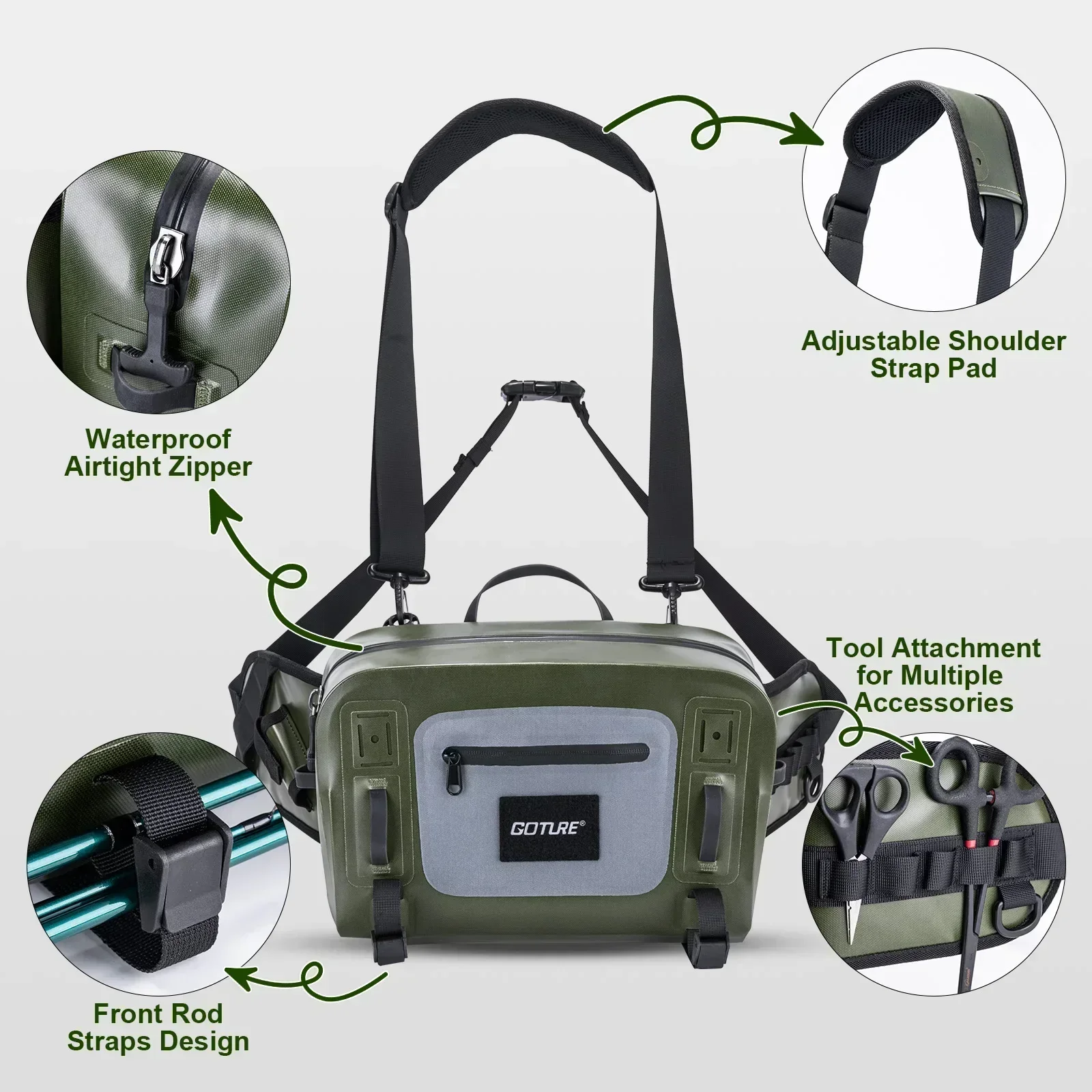 Riñonera de Pesca Goture Impermeable con Portacañas - imagen 2