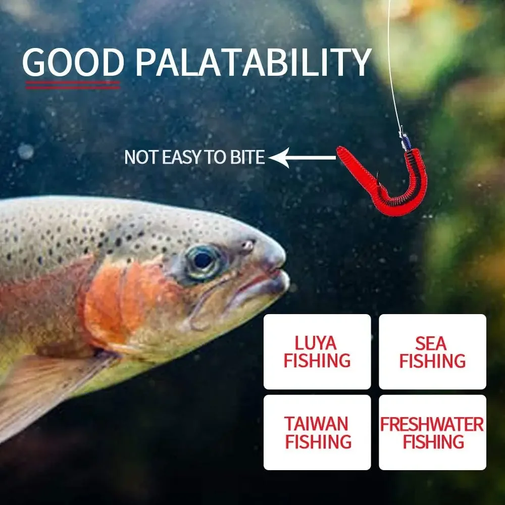 Señuelo suave de gusano rojo realista, cebo Artificial de silicona para Pesca, simulación de lombriz de tierra, 200 unids/lote por bolsa - imagen 3