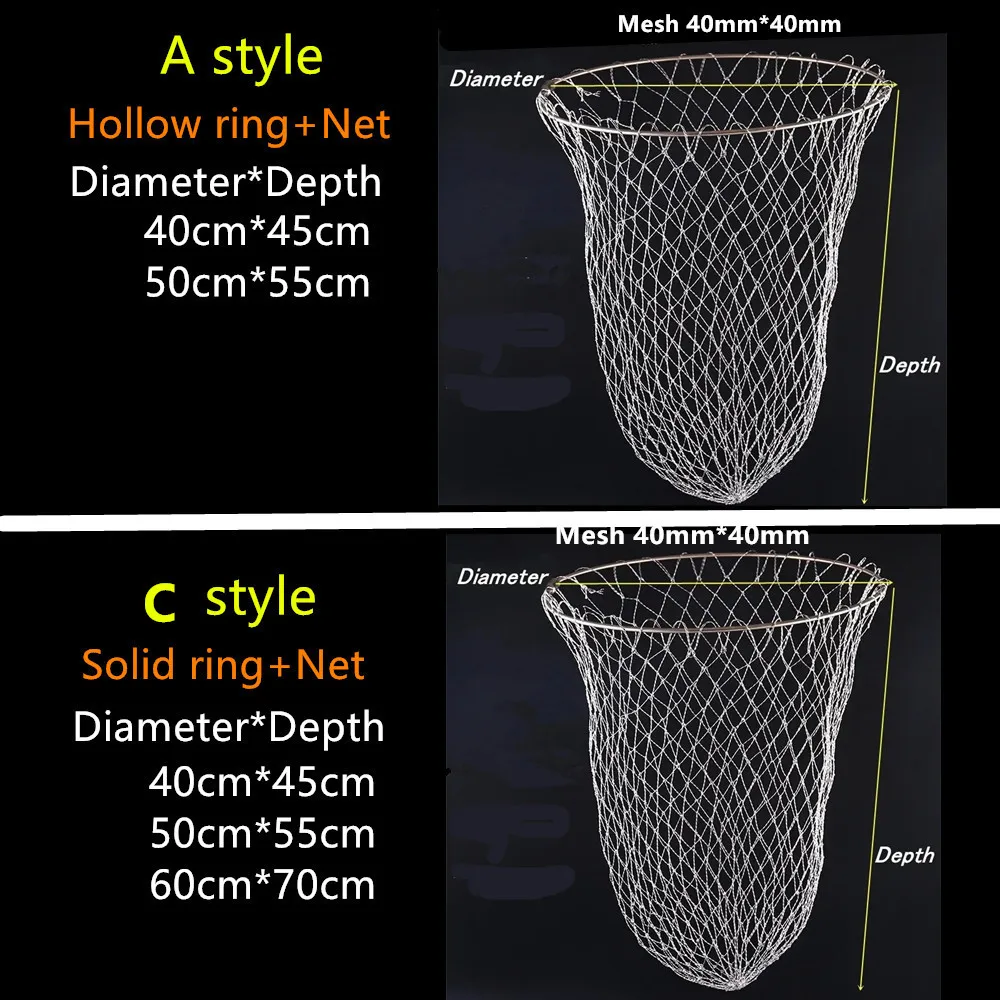 Red de inmersión plegable de diámetro 40cm-60cm, red de pesca con anillo de acero inoxidable, red de pesca para exteriores, red para cucharas de inmersión - imagen 4