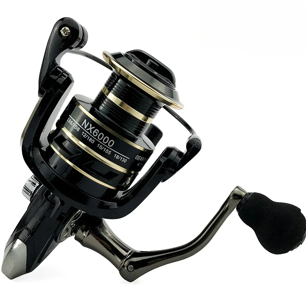 Carrete de Metal ultraligero carrete de pesca giratorio serie 2000-7000 sistema de arrastre 8KG 5,2: 1 relación de engranaje aparejos de pesca de sal/agua dulce - imagen 3