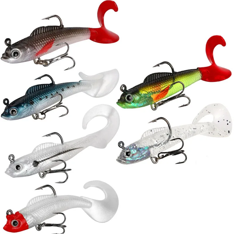 Señuelos de pesca de cola de natación Jig Wobblers cebos blandos 9cm 9,5g cebo de silicona Artificial para lubina carpa cuchara aparejos de pesca - imagen 2