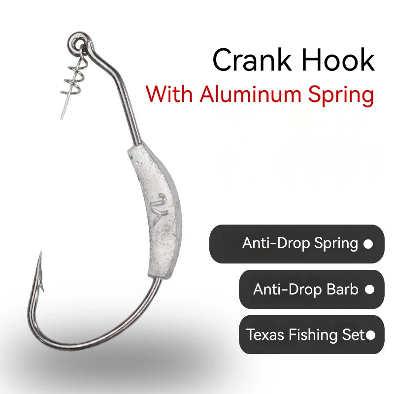 PRO BEROS 5 uds anzuelos de pesca compensados anzuelo de manivela ponderado cebos blandos anzuelo de púas anzuelo de gusano para aparejos de pesca de Texas - imagen 3