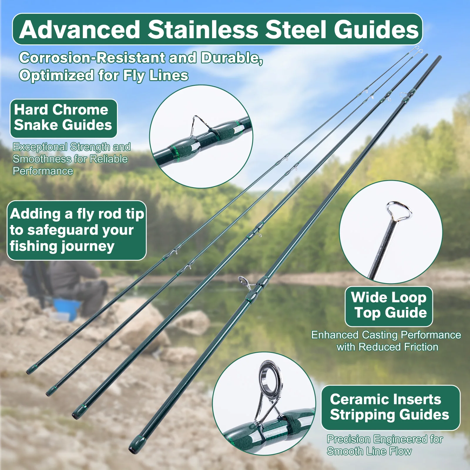 Goture 2,7M 9FT # 5 # Juego de 6 carretes de caña de pescar con mosca, Kit completo de 13 Uds con Estuche De Viaje, Combo de Baitcasting portátil de 4 secciones - imagen 3