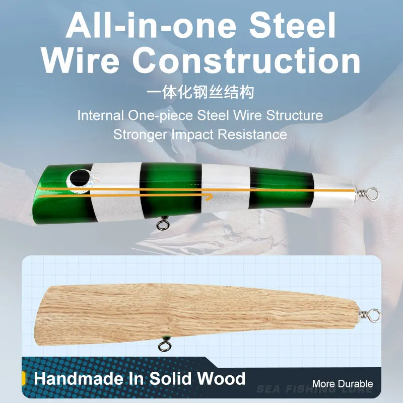 OBSESSION WD103 120g anzuelos de origen pesca Popper señuelo de madera superficie Popping señuelo de madera cebos de atún Popper Topwater cebo de curricán - imagen 5