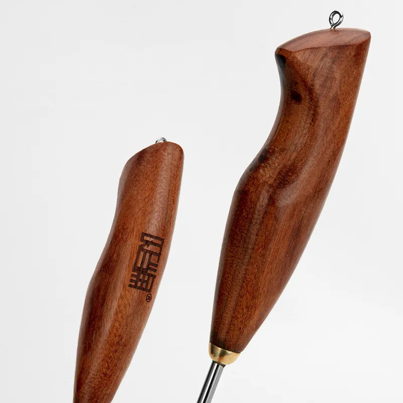 Anzuelo de acero inoxidable con mango de palisandro, aparejo de lanza de pesca en hielo, adecuado para peces pesados ligeros, Gaff de pesca activa en hielo, 30CM - imagen 3