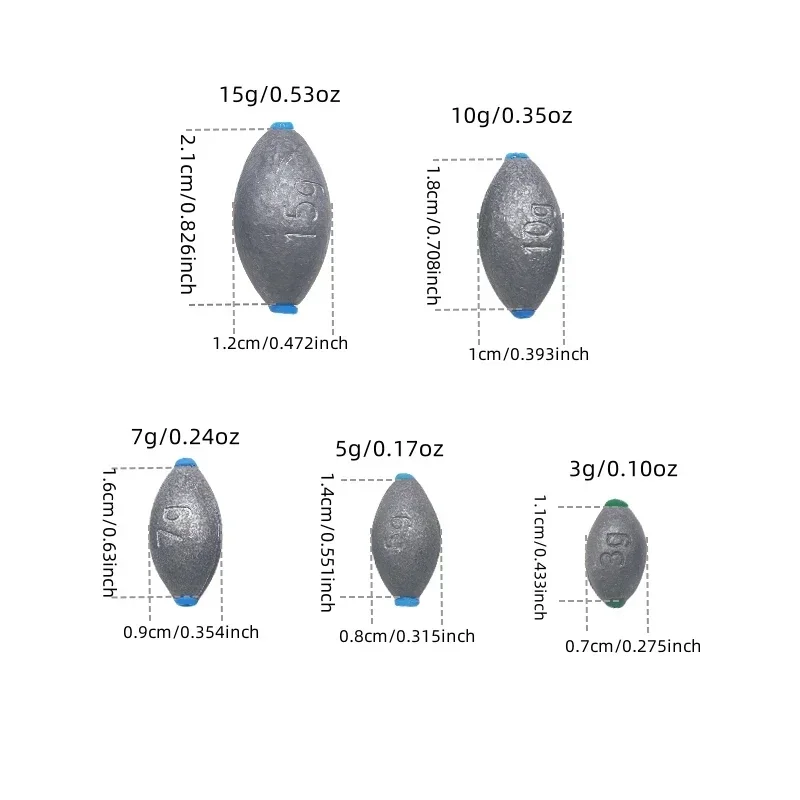 Juego de 30/10 plomos para huevos con caja de almacenamiento, plomos ovalados, aptos para agua salada y agua dulce - imagen 5