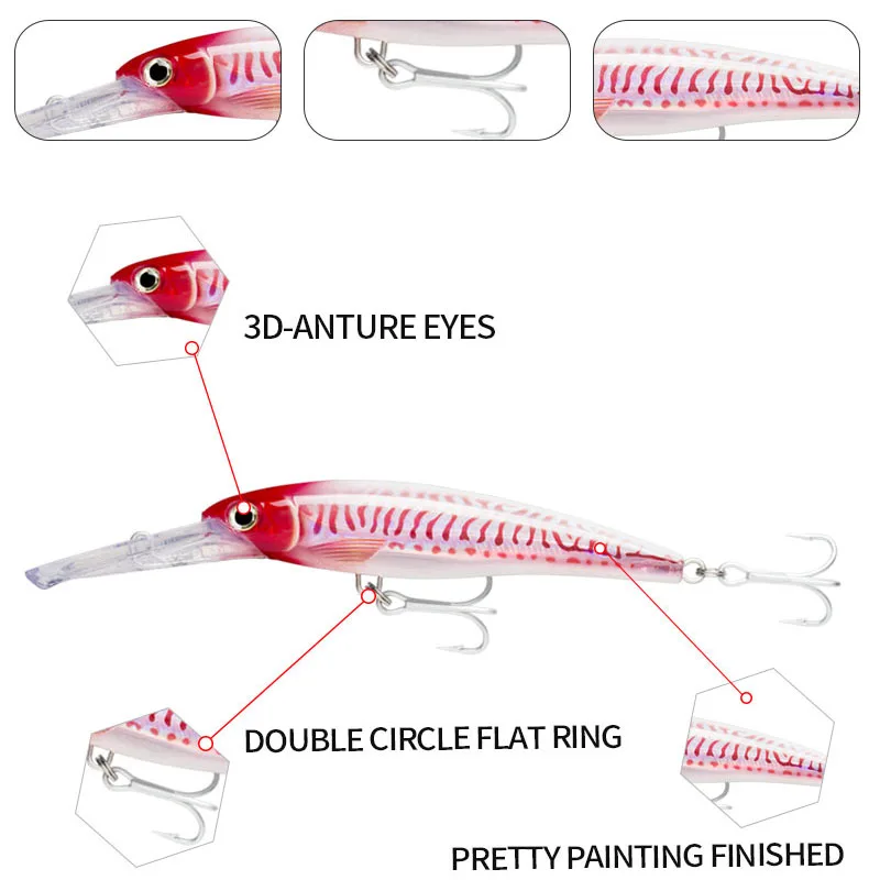 47g 140mm gran Trolling hundimiento Minnow Señuelos de Pesca buceo profundo agua de mar lubina cebo Artificial Pesca Wobbler Jerkbait Swimbait - imagen 5