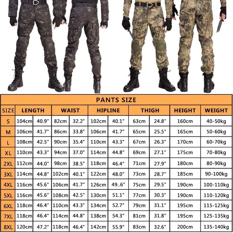 Pantalones de escalada, pantalones de camuflaje para exteriores, pantalones tácticos, tela de caza, pantalones de senderismo, pantalones Cargo de combate de Paintball + rodillera resistente al desgaste - imagen 2