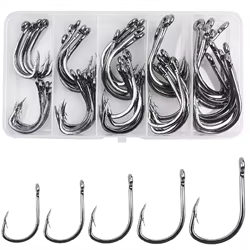 50 Uds 2X anzuelos de pesca con cebo vivo bagre anzuelos de pesca con cebo vivo anzuelos de pesca de acero inoxidable anzuelos circulares de gran juego de agua salada