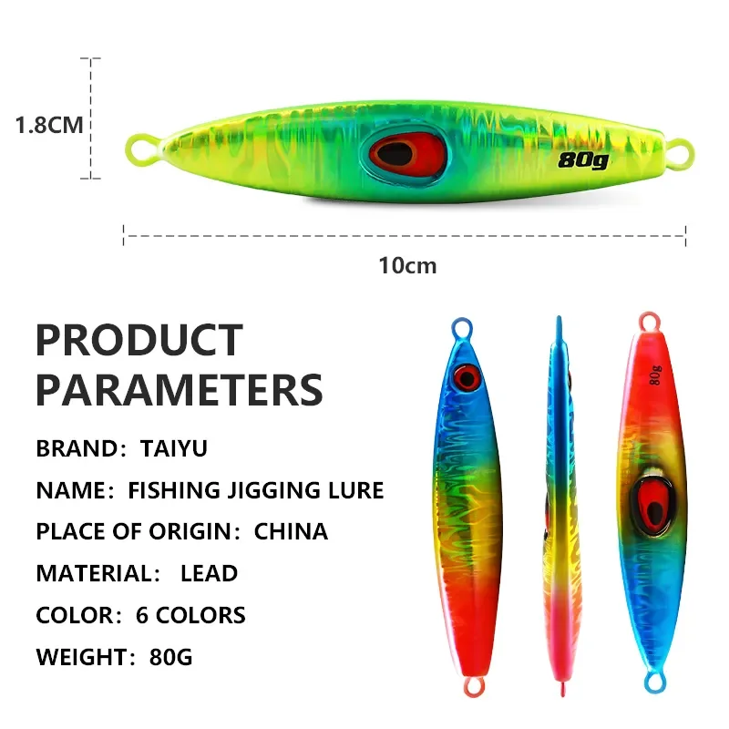 TAIYU-señuelos de pesca de mar, 40g, señuelos de Jigging de Metal, ojos 3D que se hunden, Wobblers pintados con láser, cebo duro Artificial, aparejos de pesca - imagen 2