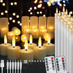 Velas parpadeantes recargables sin llama, luz LED de té, velas navideñas, mecha 3D, lámpara de vela electrónica con pilas, 6 uds.