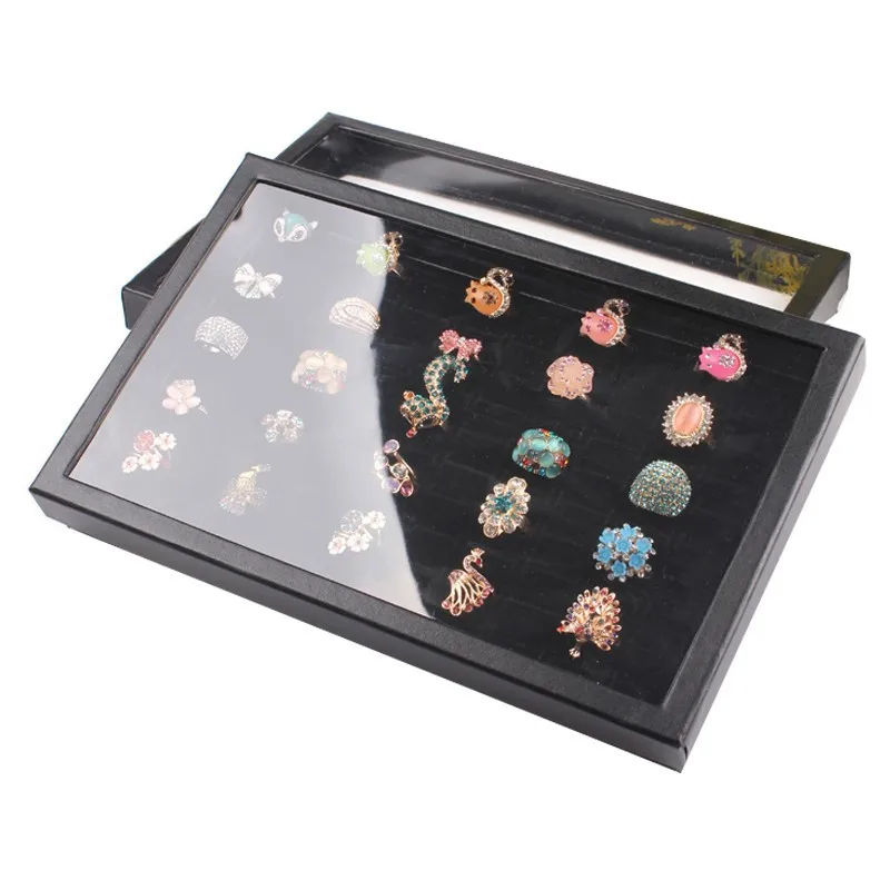 Soporte de exhibición de anillos con 100 ranuras, caja de almacenamiento, caja organizadora de joyas, estuche de exposición, contenedores de almacenamiento - imagen 2