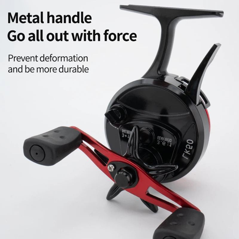 Carrete en línea para pesca en hielo Huidiao, relación de engranaje 3,6:1, 3 + 1BB, carrete libre totalmente de Metal, carrete para balsa, sistema de caída lenta ultrasuave de pie alto - imagen 4