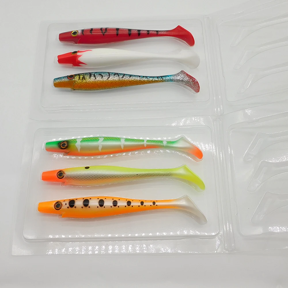ESFISHING-señuelo suave con sombra de cerdo, cebo de pesca con pintura de 150mm, cola en T grande, Swimbait, pesca de carpa, silicona artificial para perca, Lucio y lubina - imagen 5