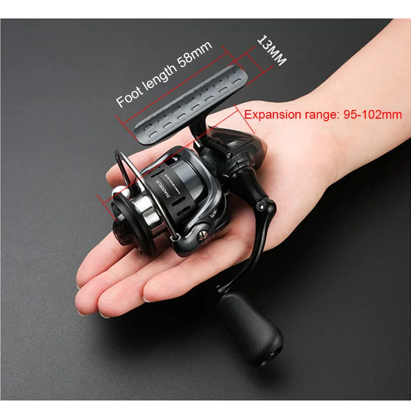 Carrete de pesca pequeño serie HD 1000, bobina de Metal giratoria, arrastre máximo de 5kg, señuelo para exteriores, Micro pesca en roca - imagen 2