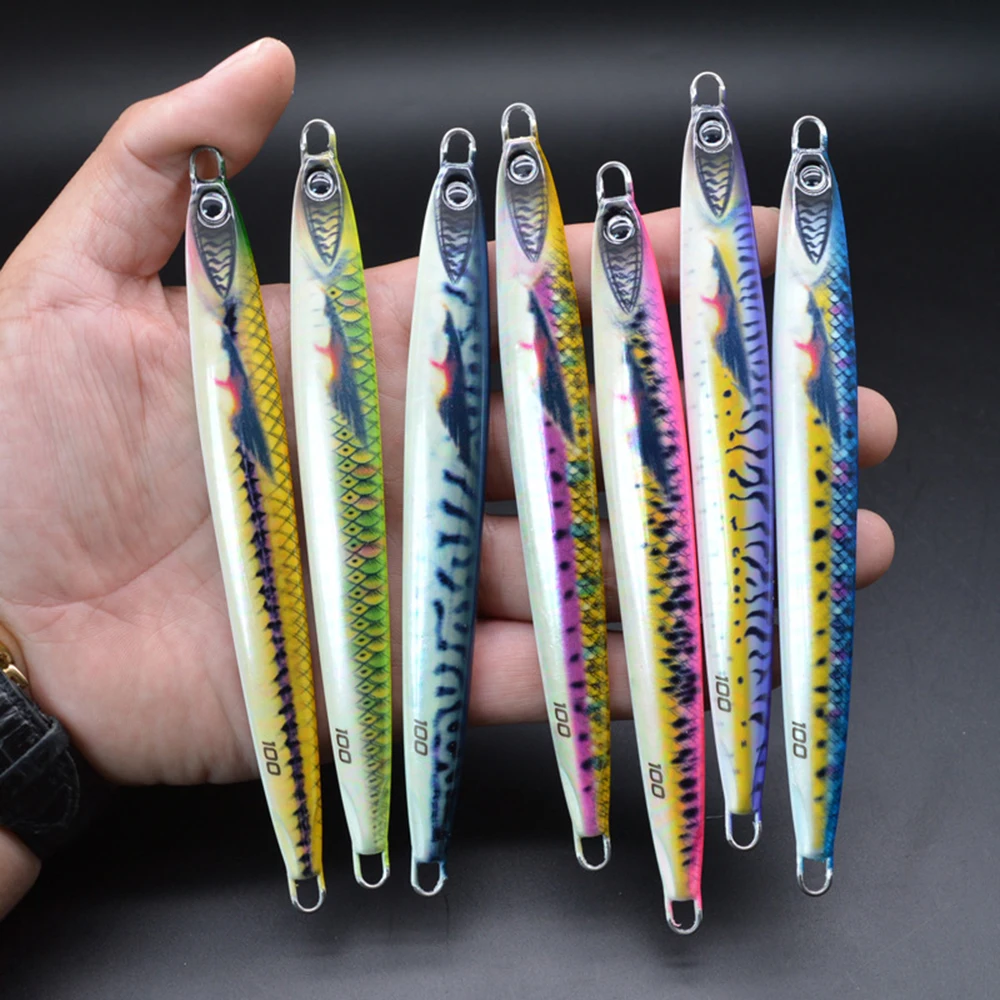 D1 señuelo de pesca de plantilla de Metal impreso en 3D, Jigging Trolling, 40g/60g/80g/100g, cebo duro UV luminoso, aparejos de agua salada - imagen 5